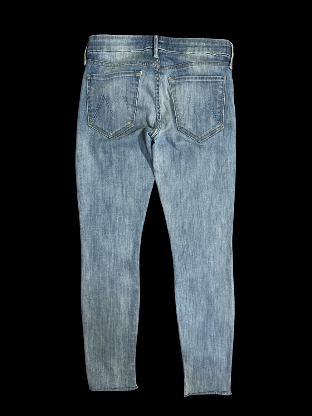 MOTHER Denim Frayed Hem Skinny Straight Jeans Medium Wash Size - Picture 3 of 9